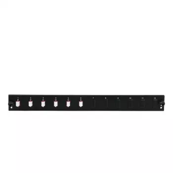 Plokštės priedas EFB Elektronik SB-FP-S-6SC-S-OS2 — 1U stovo montavimas, 6x SC simplex, juodas, 432×13×43,5 mm