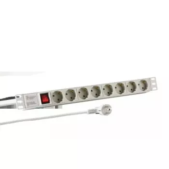 Maitinimo ilgintuvas EFB Elektronik EK631DE.2GR — 2 m kabelis, 8 CEE kintamosios srovės lizdai, vidaus naudojimui, pilkas