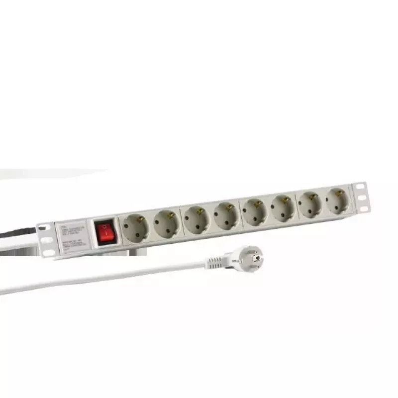 Maitinimo ilgintuvas EFB Elektronik EK631DE.2GR — 2 m kabelis, 8 CEE kintamosios srovės lizdai, vidaus naudojimui, pilkas