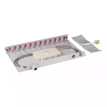 Patch panel EFB Elektronik BA71901L24OM4 1U LC OM4 Pilka Metalinė Stovo montavimo
