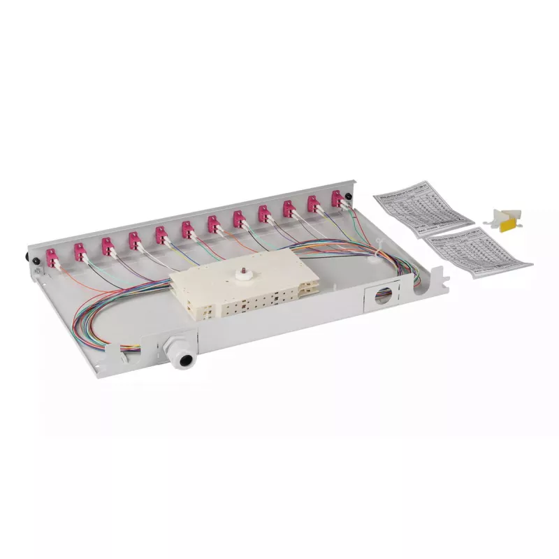 Patch panel EFB Elektronik BA71901L24OM4 1U LC OM4 Pilka Metalinė Stovo montavimo