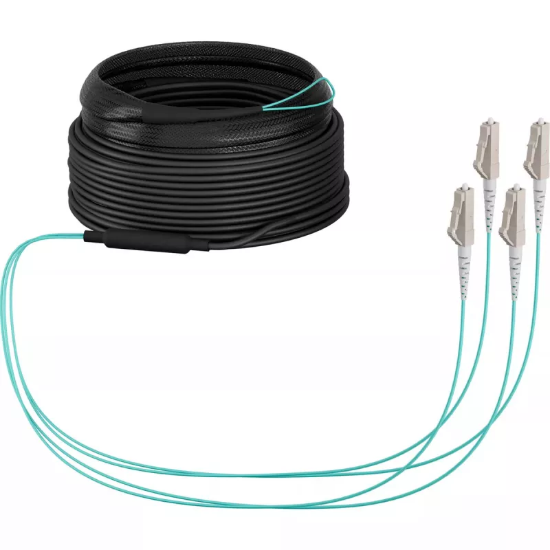 Šviesolaidinis kabelis EFB Elektronik O8303S10OM3 4x LC OM3 10 m Aqua smėlio juoda