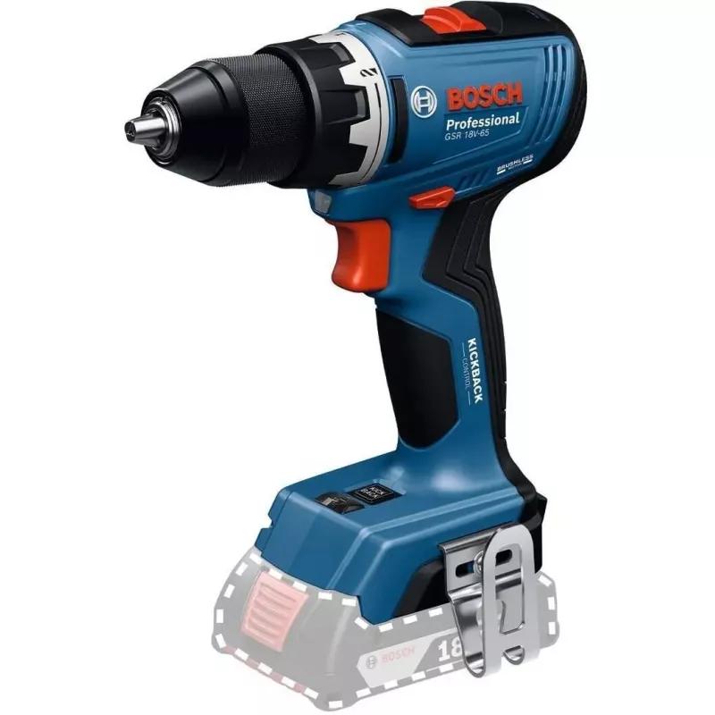 Belaidis gręžtuvas-suktuvas Bosch GSR 18V-65 solo — 18V, 65 Nm sukimo momentas