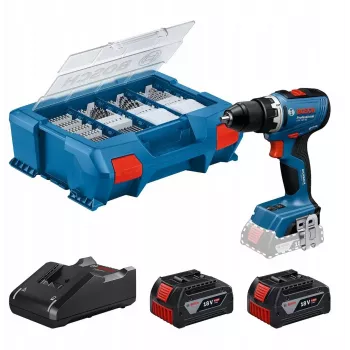 Belaidis gręžtuvas-suktuvas Bosch GSR 18V-65, 18 V, rinkinys su 2x 4,0 Ah baterijomis ir L-Boxx