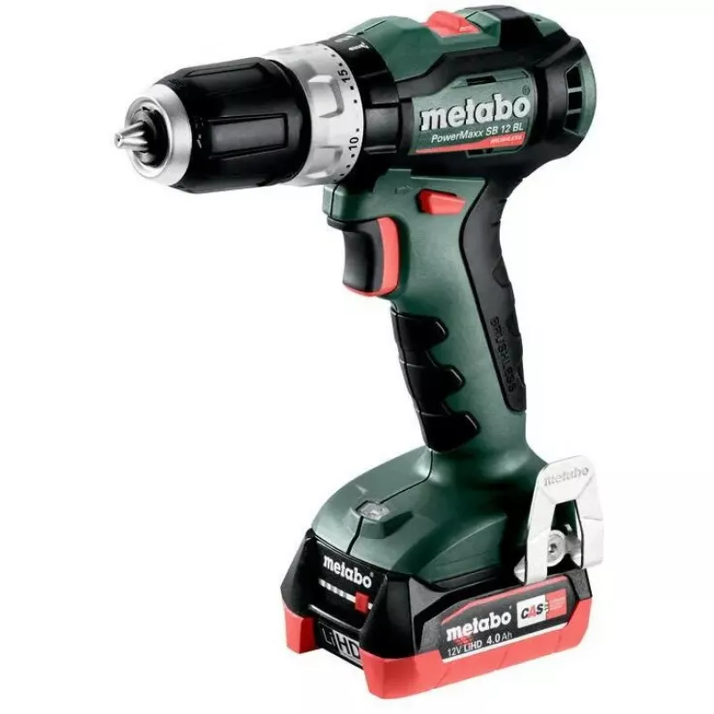 Belaidis akumuliatorinis gręžtuvas Metabo PowerMaxx SB 12 BL su 2x 4,0 Ah baterijomis