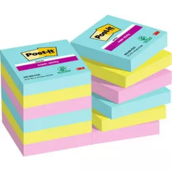 Lipniojo lapelio popierius Post-It 3M 622-12SS-COS, kvadratinis 47,6×47,6 mm, 90 lapų, mėlyni / žali / rožiniai
