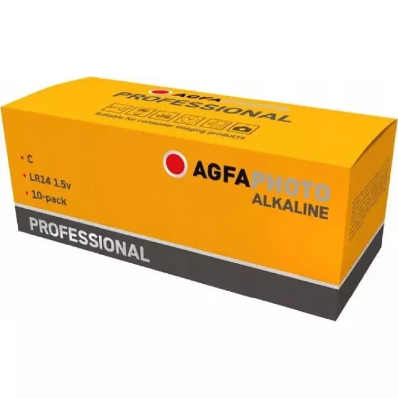 Šarminės baterijos AGFA Professional C (Baby) — pakuotė po 10 vnt.