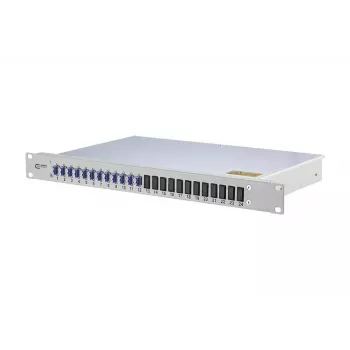BTR montuojamas ant stovo šviesolaidinis pataisų skydelis METZ CONNECT OpDAT 1U — LC jungtys, pilkas, 482,6×44,5×244,5 mm
