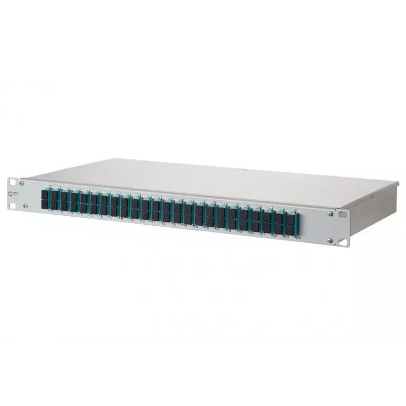 Patch panel 1U BTR METZ CONNECT 150255BA24-E su SC jungtimis, montavimas į stovą 482.6×44.5×242.5 mm