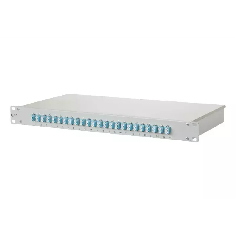Komutacinis skydas 1U BTR NETCOM 1502557724-E su LC jungtimis, baltas, montuojamas į stovą, 482,6×44,5×242,5 mm