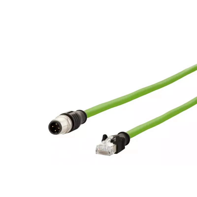 Tinklo kabelis METZ CONNECT 142M4D15100 RJ-45 M12 Cat5e 10 m žalias