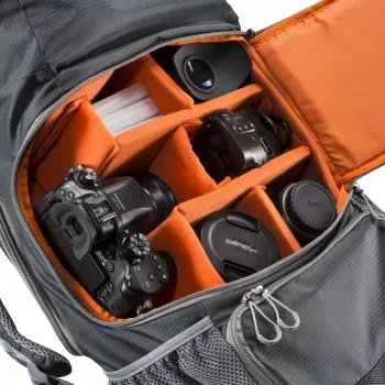 Kuprinės tipo dėklas Mantona ElementsPro 40 pilka oranžinė