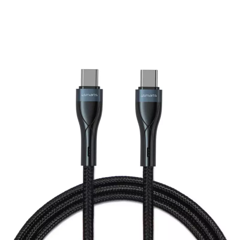 USB-C į USB-C laidas 1 m, 4smarts 540429, juodas, 0,48 Gbit/s