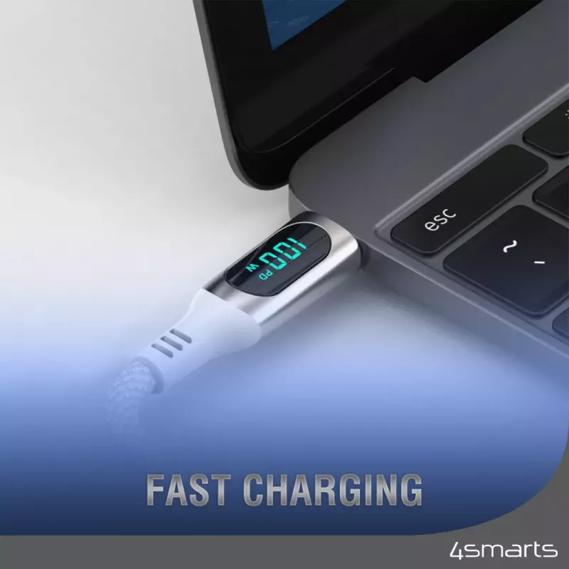 USB kabelis 4smarts 540954 3 m USB-C baltas USB 2.0 0,48 Gbit/s