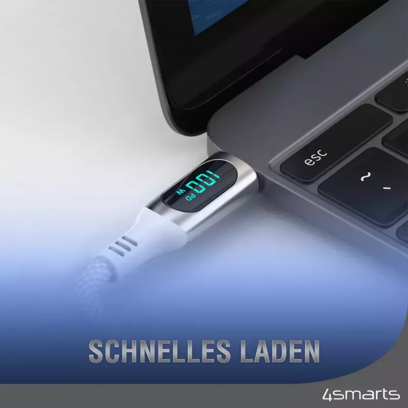 USB kabelis 4smarts 540954 3 m USB-C baltas USB 2.0 0,48 Gbit/s