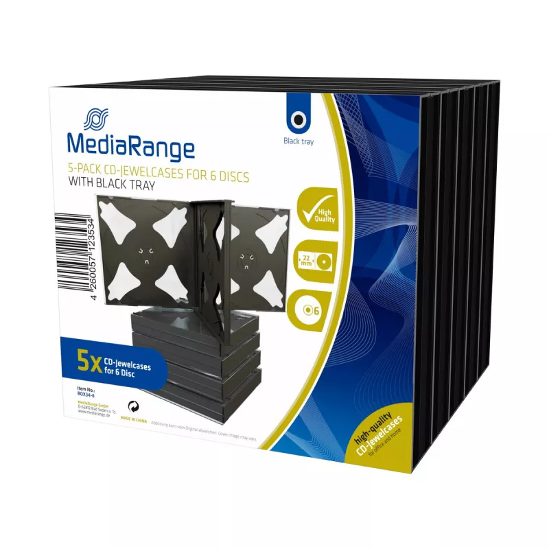 Jewel case MediaRange BOX34-6 6 discų Juoda