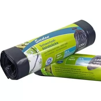 Secolan patvarios 120 L šiukšlių maišai, 1×10 pakuotė, pilki/juodi