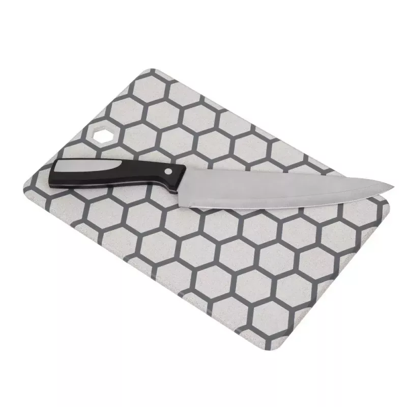 Resto Kitchenware 95402 Stačiakampė plastikinė pjaustymo lenta, pilka, balta