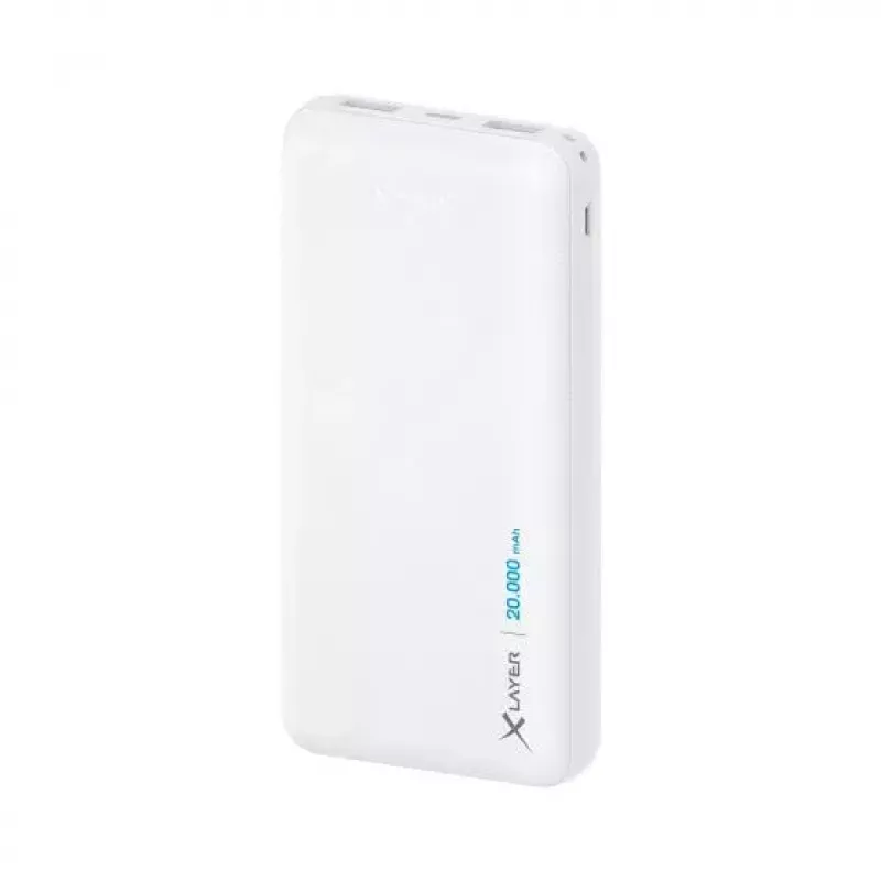 Išorinė baterija XLAYER 217286 — 20000 mAh LiPo, 2× USB-A, 1× USB-C, balta