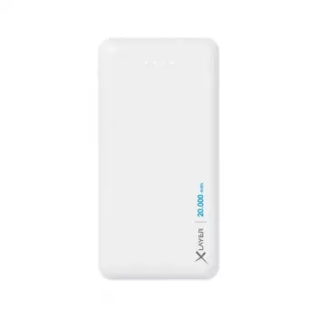 Išorinė baterija XLAYER 217286 — 20000 mAh LiPo, 2× USB-A, 1× USB-C, balta