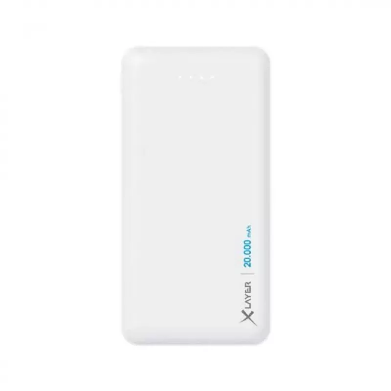 Išorinė baterija XLAYER 217286 — 20000 mAh LiPo, 2× USB-A, 1× USB-C, balta