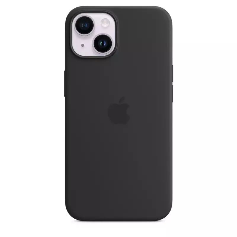 Silikoninis dėklas su „MagSafe“, skirtas „iPhone 14“, „Apple“ – mikropluoštas / silikonas, 6,1 col. (Midnight)