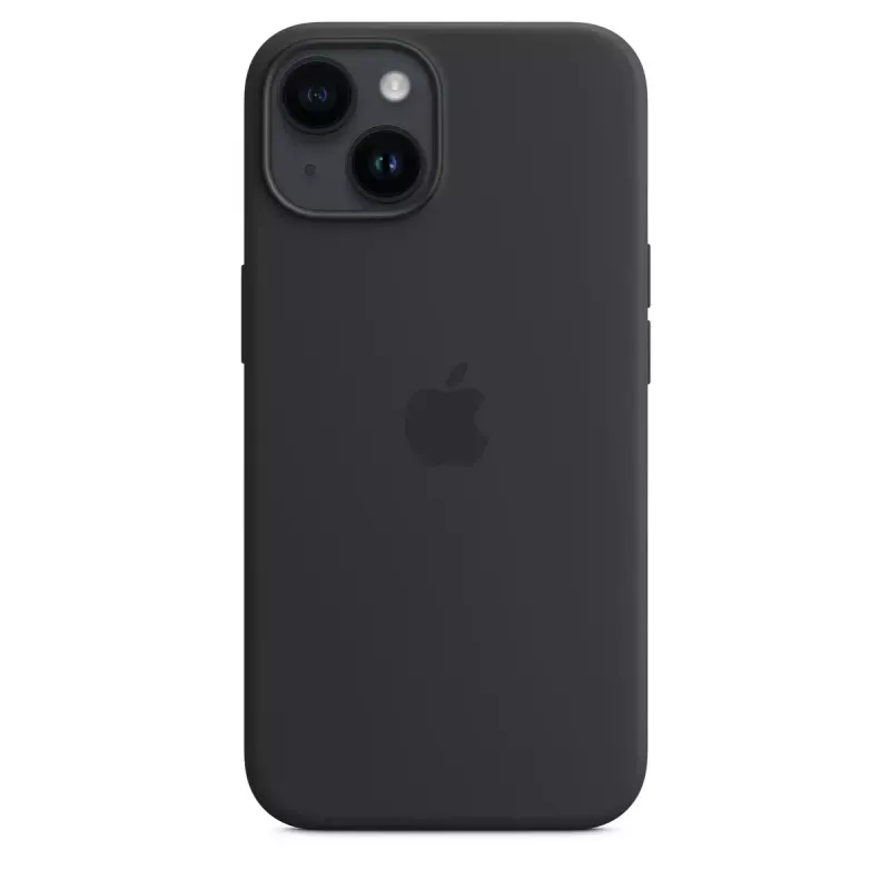 Silikoninis dėklas su „MagSafe“, skirtas „iPhone 14“, „Apple“ – mikropluoštas / silikonas, 6,1 col. (Midnight)