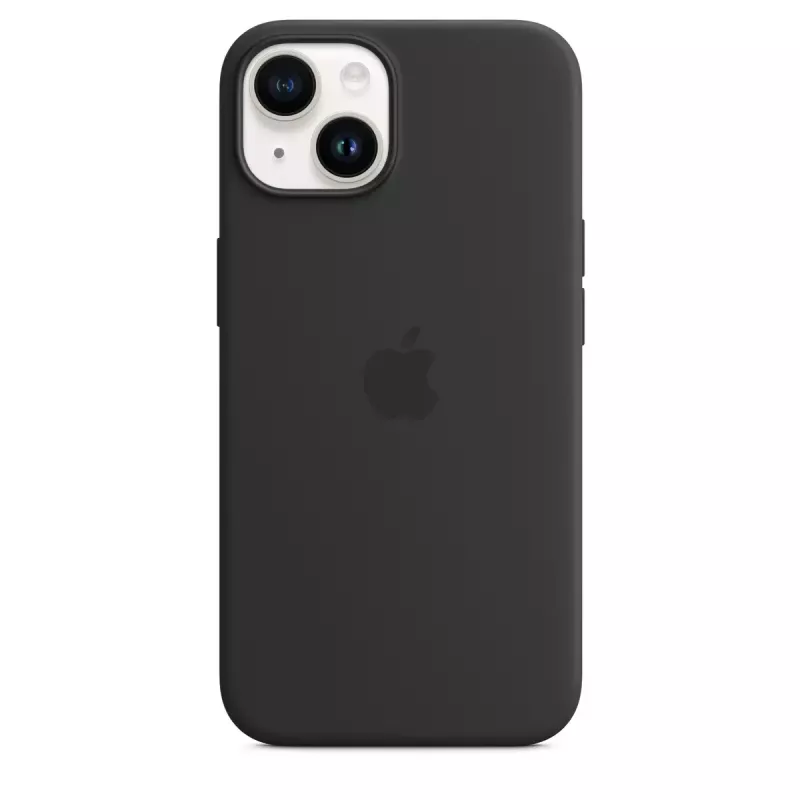 Silikoninis dėklas su „MagSafe“, skirtas „iPhone 14“, „Apple“ – mikropluoštas / silikonas, 6,1 col. (Midnight)