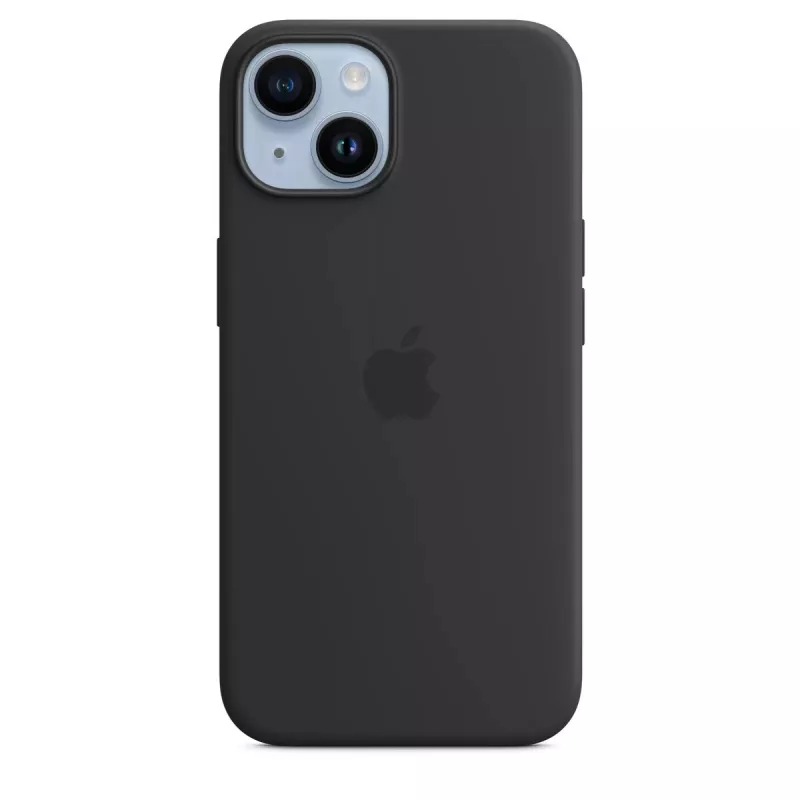 Silikoninis dėklas su „MagSafe“, skirtas „iPhone 14“, „Apple“ – mikropluoštas / silikonas, 6,1 col. (Midnight)