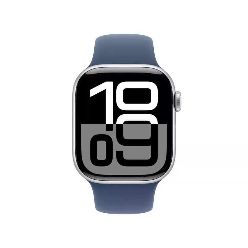 Išmanusis laikrodis Apple Watch Series 10 GPS 42mm sidabrinis aliuminio korpusas su džinsinio stiliaus mėlynu sportiniu dirželiu M/L