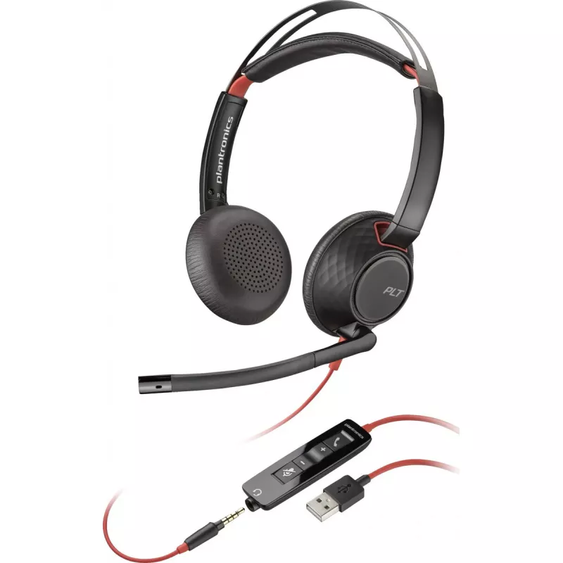 Ausinės Poly Juodawire 5220 Stereo USB-A — laidinis stereo USB-A ryšys, galvos lankelis, mikrofonas