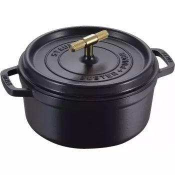 Apvali ketaus kokotė Staub La Cocotte Buster & Punch 24 cm, juoda