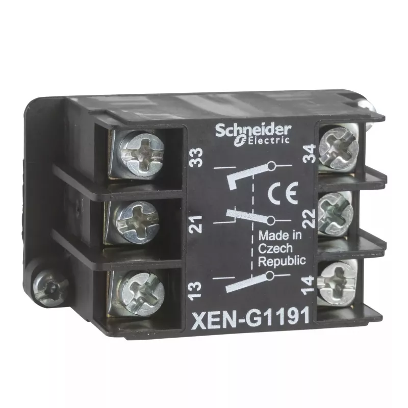 Pagalbinis kontaktas Schneider Electric XENG1191, juodas, pagalbinio kontakto modulis