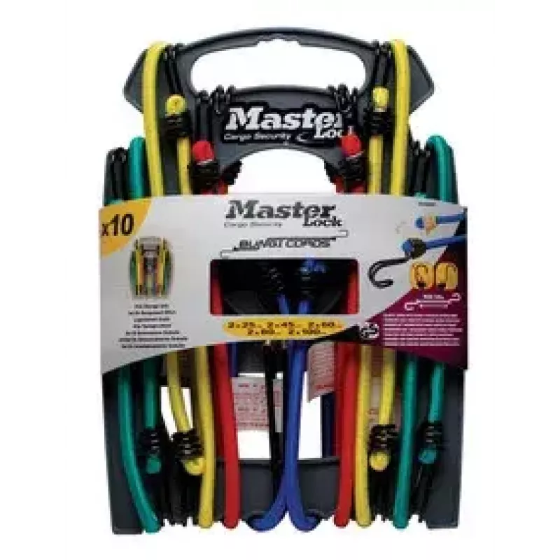 Bungee Cord MASTER LOCK Reverse Twin Wire Pack Multicolour 10 vnt.