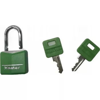 Pakabinama spyna MASTERLOCK 30 mm pločio dengtu vientisu aliuminio korpusu, įvairių spalvų