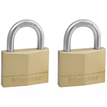 Pakabinama spyna MASTERLOCK 50 mm korpusas iš vientiso žalvario, 2 vnt., cilindrinis lankelis