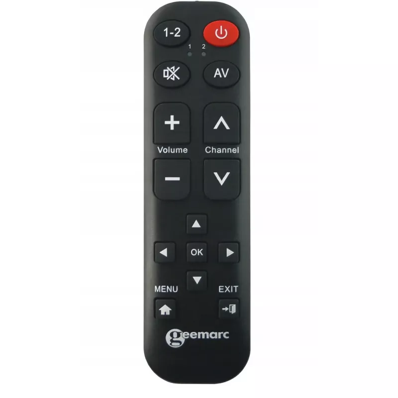 Nuotolinio valdymo pultas Geemarc TV-15 — universalus televizoriaus pultas su dideliais užrašais ir mokymosi funkcija