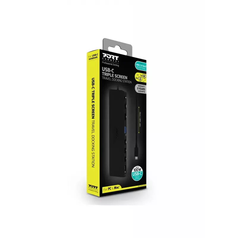 Nešiojamojo kompiuterio dokas Port Designs 901906-W USB 3.2 Gen 2 Type-C juoda