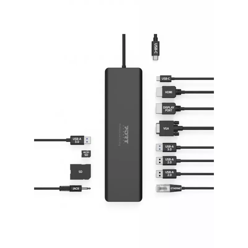 Nešiojamojo kompiuterio dokas Port Designs 901906-W USB 3.2 Gen 2 Type-C juoda