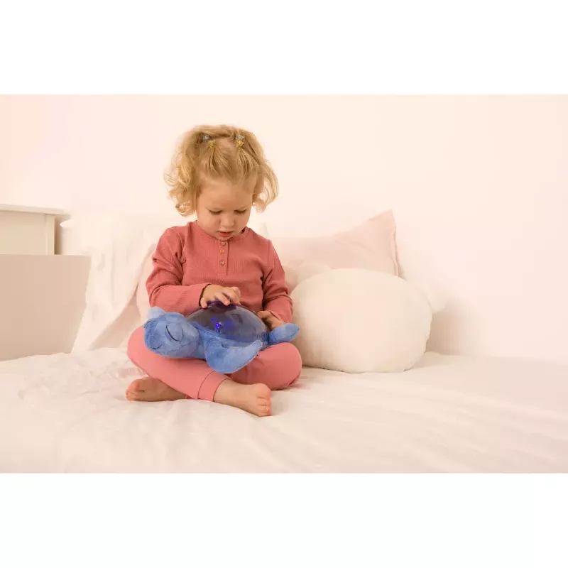 Naktinė švieselė ant stalo „Cloud B Tranquil Turtle“ mėlyna, automatinis išjungimas