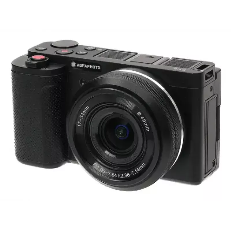 Kompaktiška kamera AgfaPhoto Realishot C110 — 24 MP, 1/3,06 colio CMOS, 3x optinis priartinimas, 4K, Wi‑Fi, 2,8 colio jutiklinis ekranas, juoda