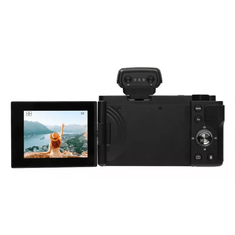 Kompaktiška kamera AgfaPhoto Realishot C110 — 24 MP, 1/3,06 colio CMOS, 3x optinis priartinimas, 4K, Wi‑Fi, 2,8 colio jutiklinis ekranas, juoda