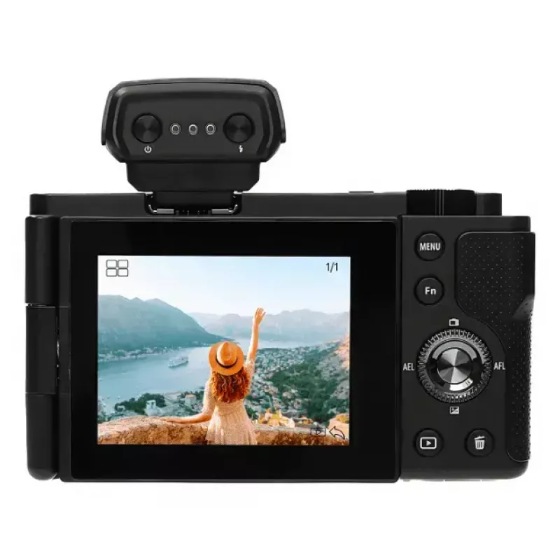 Kompaktiška kamera AgfaPhoto Realishot C110 — 24 MP, 1/3,06 colio CMOS, 3x optinis priartinimas, 4K, Wi‑Fi, 2,8 colio jutiklinis ekranas, juoda