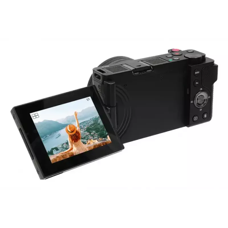 Kompaktiška kamera AgfaPhoto Realishot C110 — 24 MP, 1/3,06 colio CMOS, 3x optinis priartinimas, 4K, Wi‑Fi, 2,8 colio jutiklinis ekranas, juoda