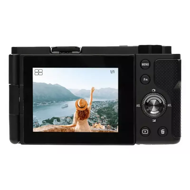 Kompaktiška kamera AgfaPhoto Realishot C110 — 24 MP, 1/3,06 colio CMOS, 3x optinis priartinimas, 4K, Wi‑Fi, 2,8 colio jutiklinis ekranas, juoda