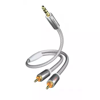 Audio laidas Inakustik 00410005 5m 3.5mm 2 x RCA Baltas