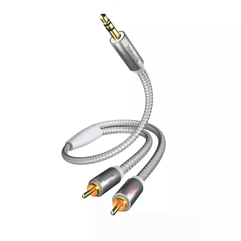 Audio laidas Inakustik 00410005 5m 3.5mm 2 x RCA Baltas