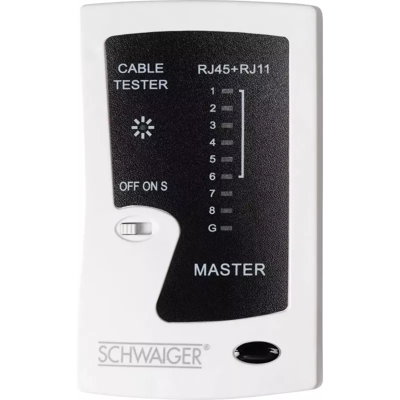 Tinklo kabelių testeris Schwaiger NWM1 531 RJ-11 RJ-45 Juoda Balta