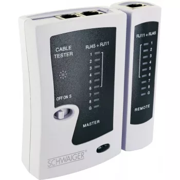 Tinklo kabelių testeris Schwaiger NWM1 531 RJ-11 RJ-45 Juoda Balta