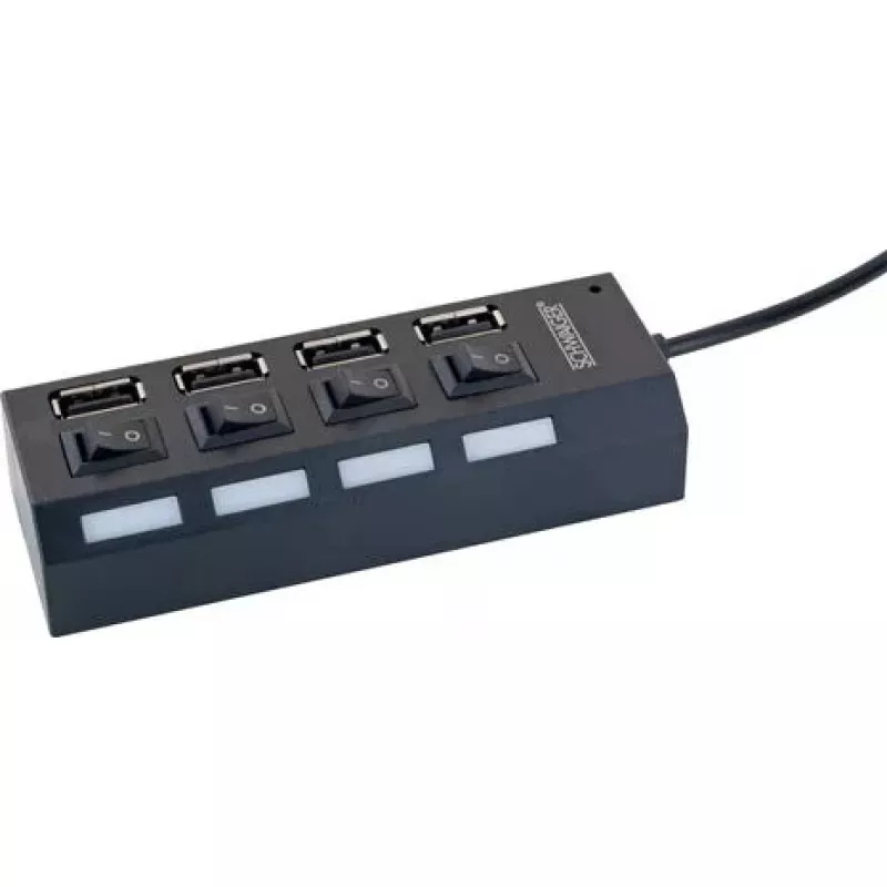 USB šakotuvas Schwaiger UH4013 2.0 480 Mbit/s juodas